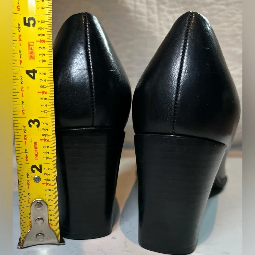 Franco Sarto Classic Black Leather Heeled Loafers - Picture 8 of 8